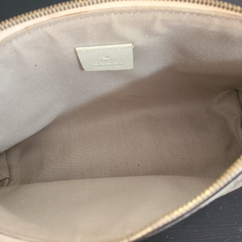 Gucci GG Supreme Web Bag Clutch Canvas Brown Pouch Zip Medium - Picture 7 of 9